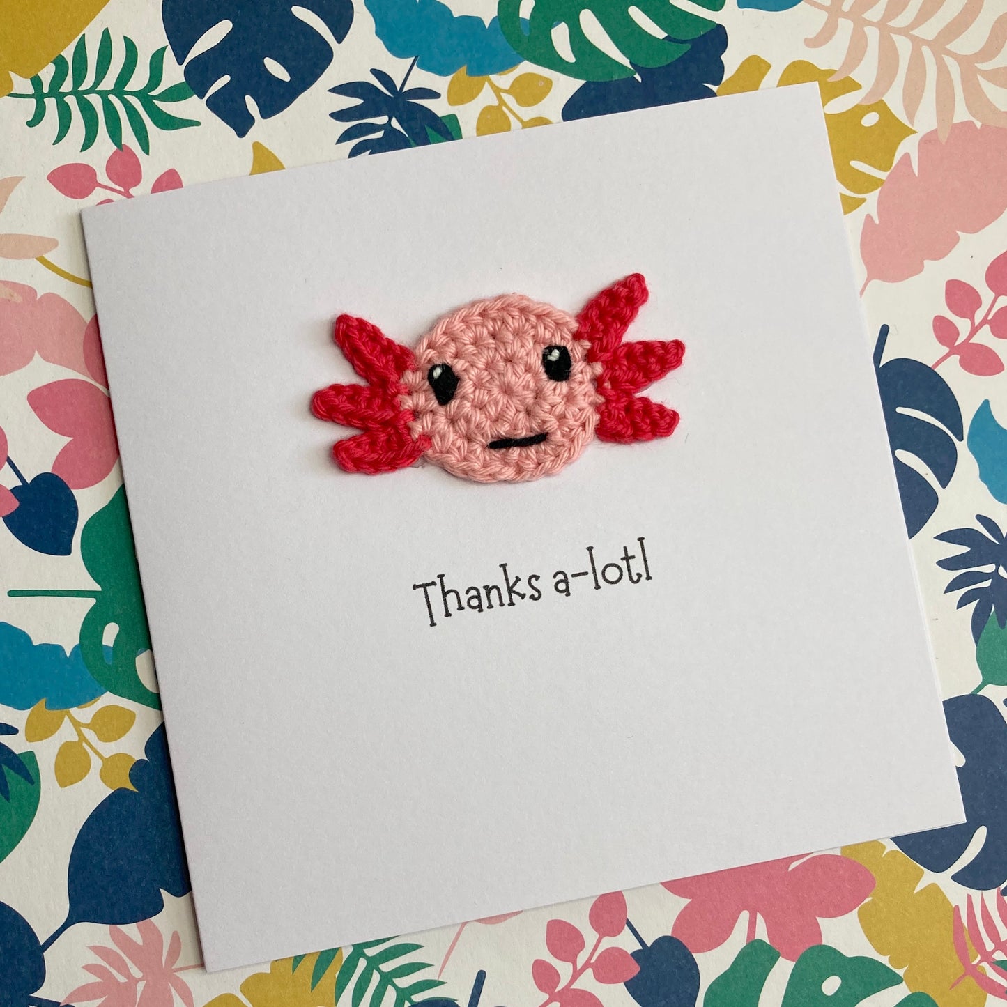 Axolotl Crochet Card - Handmade Card