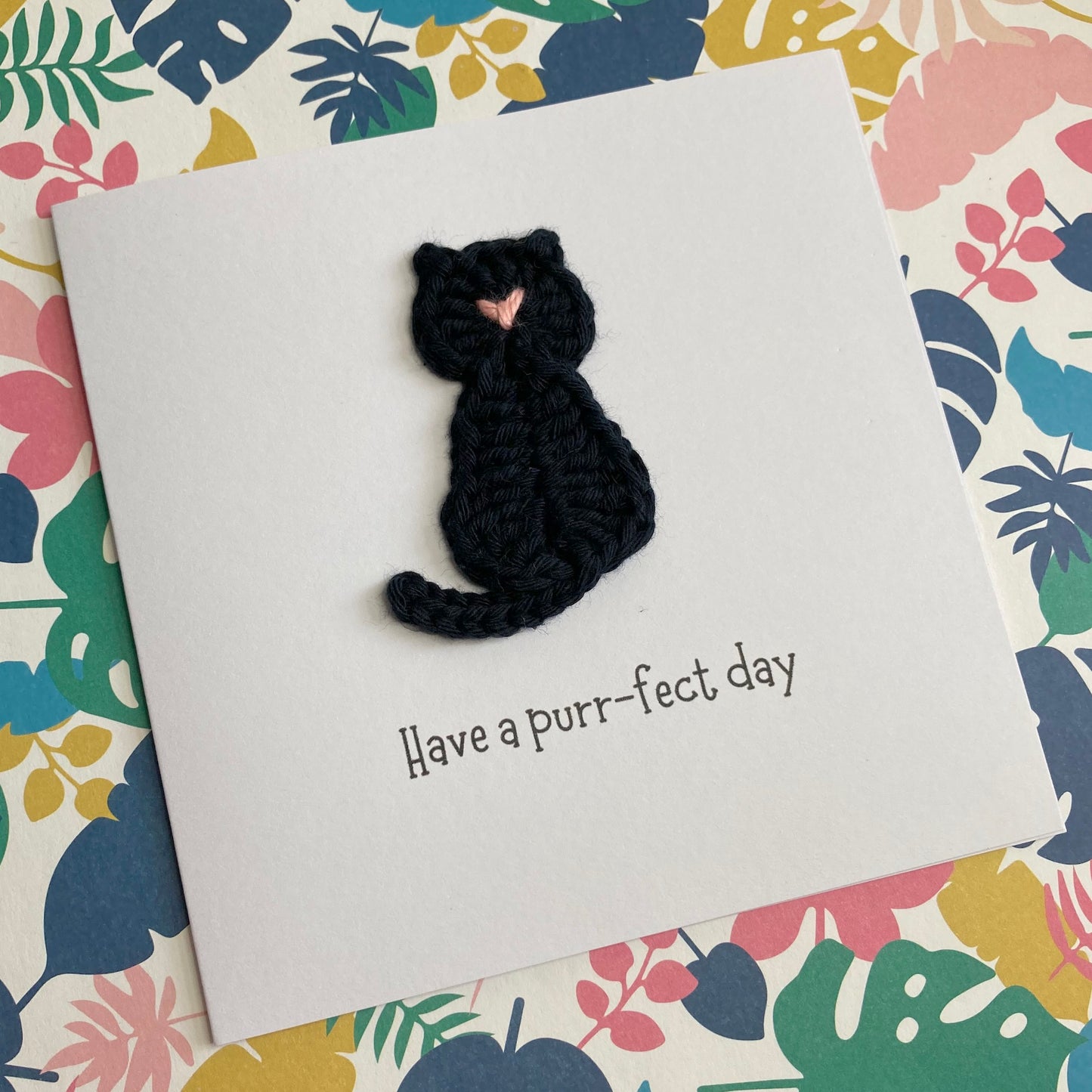 Cat Crochet Card - Handmade Pun Card