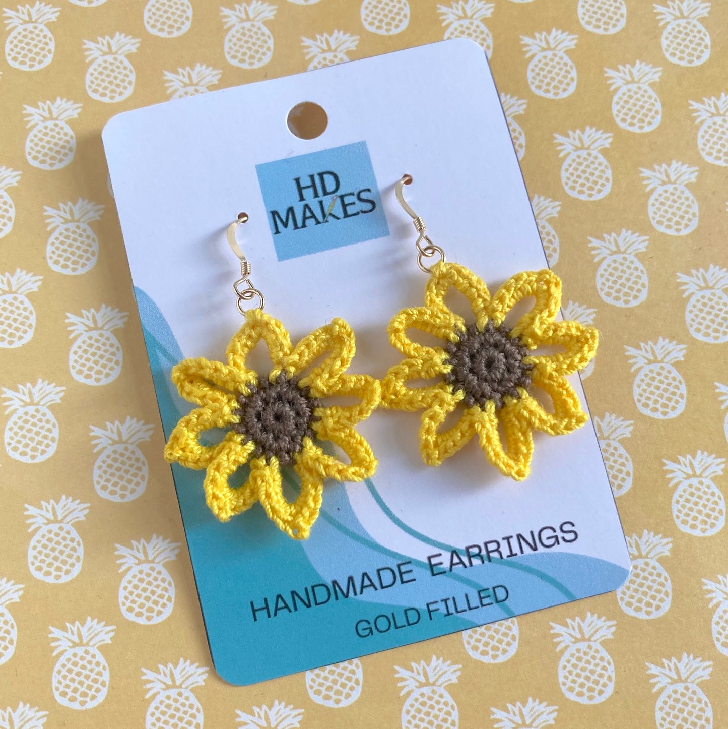 Sunflower Crochet Earrings