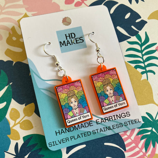 Queen of Yarn Charm Earrings