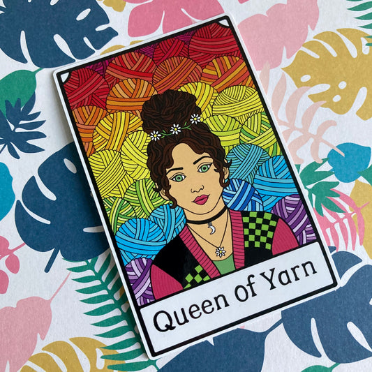 Queen of yarn bright sticker