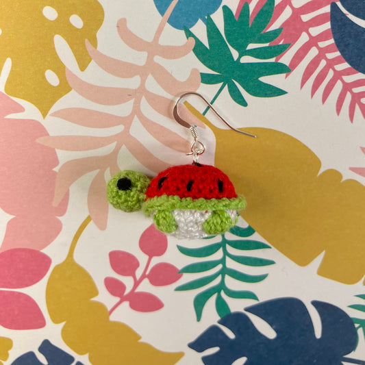 Watermelon Tortoise Crochet Earrings