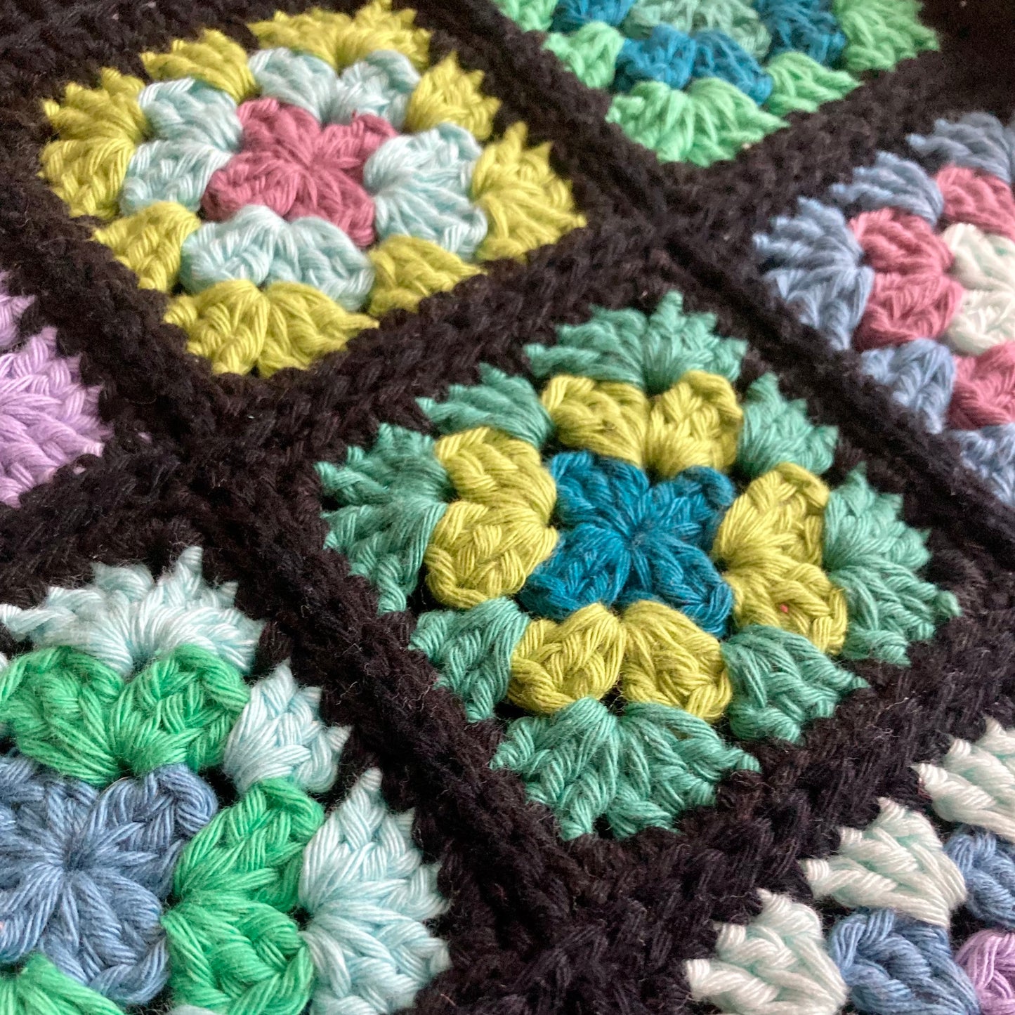 Granny Square Bag  - Black/Blue Square Design