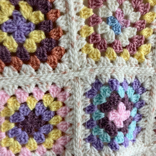 Granny Square Crochet Waistcoat - Pastel