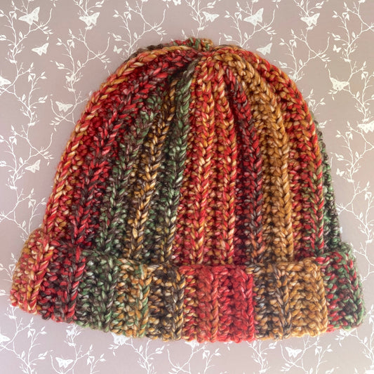 Ribbed Crochet Beanie - Multicolour Winter Hat