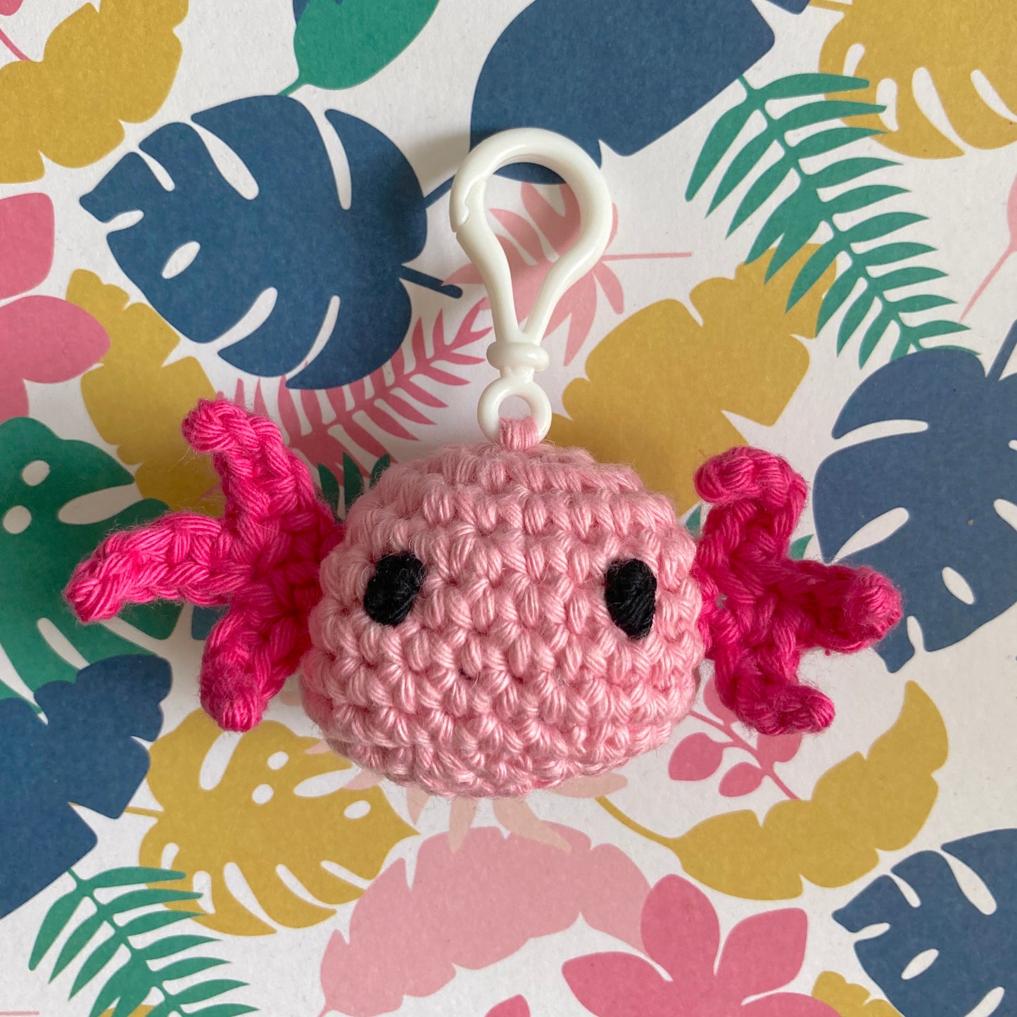 Handmade axolotl crochet keyring - UKCA certified