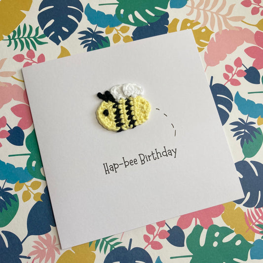 Bee Crochet Card - Handmade Birthday Card