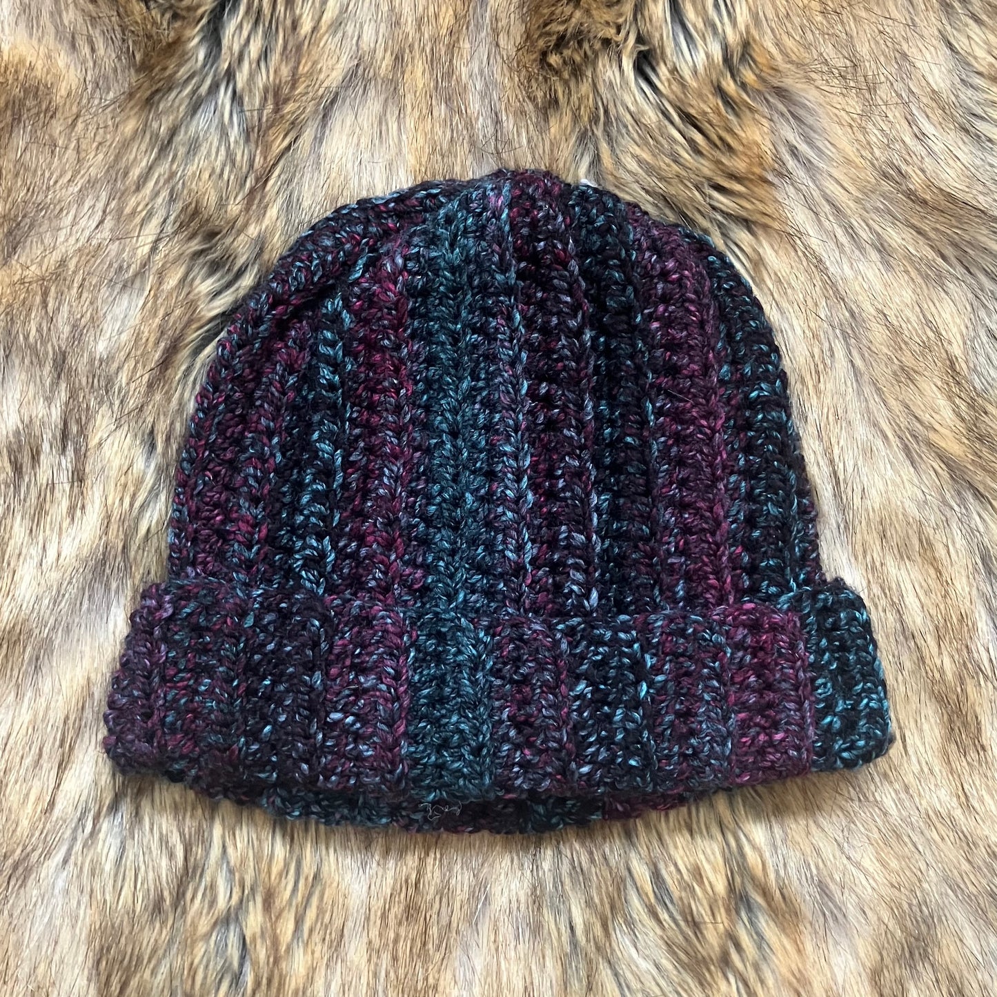 Ribbed Crochet Beanie - Multicolour Winter Hat