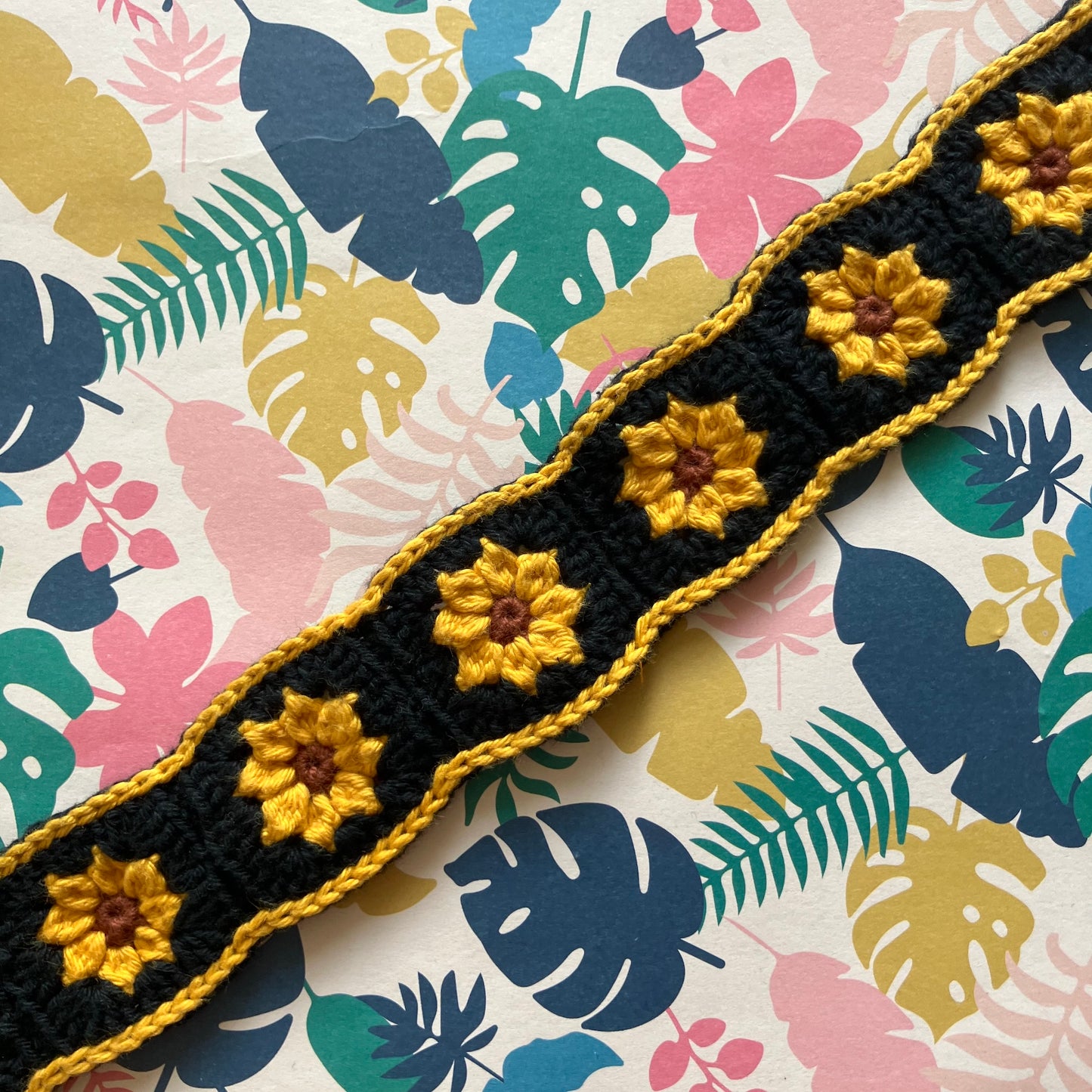 Sunflower Granny Square Crochet Headband