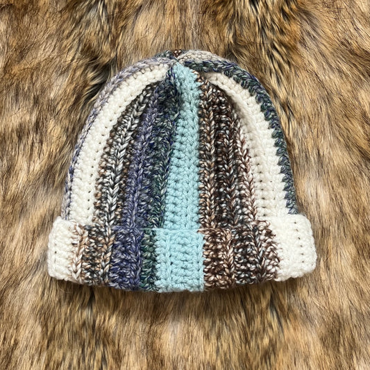 Ribbed Crochet Beanie - Multicolour Winter Hat