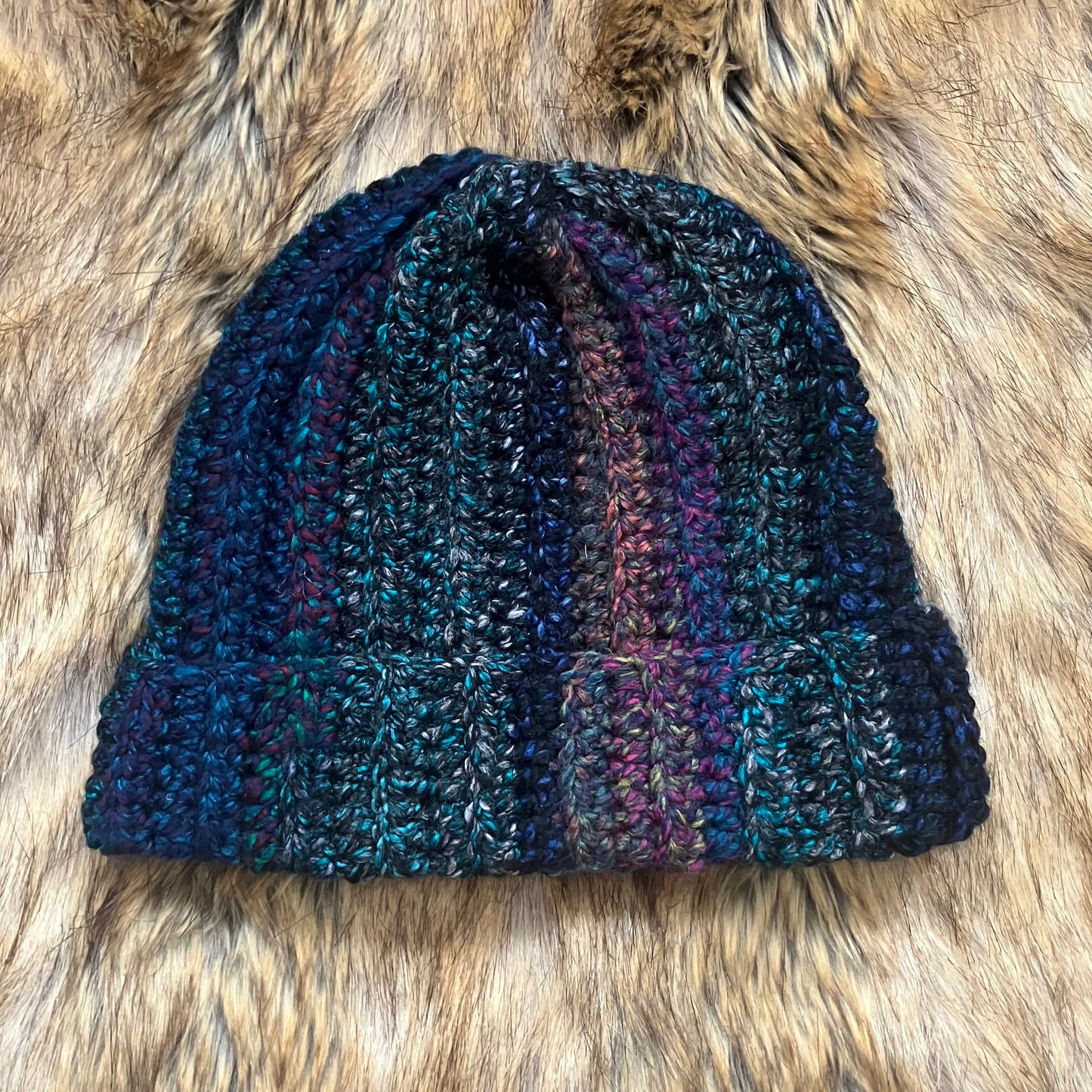 Ribbed Crochet Beanie - Multicolour Winter Hat