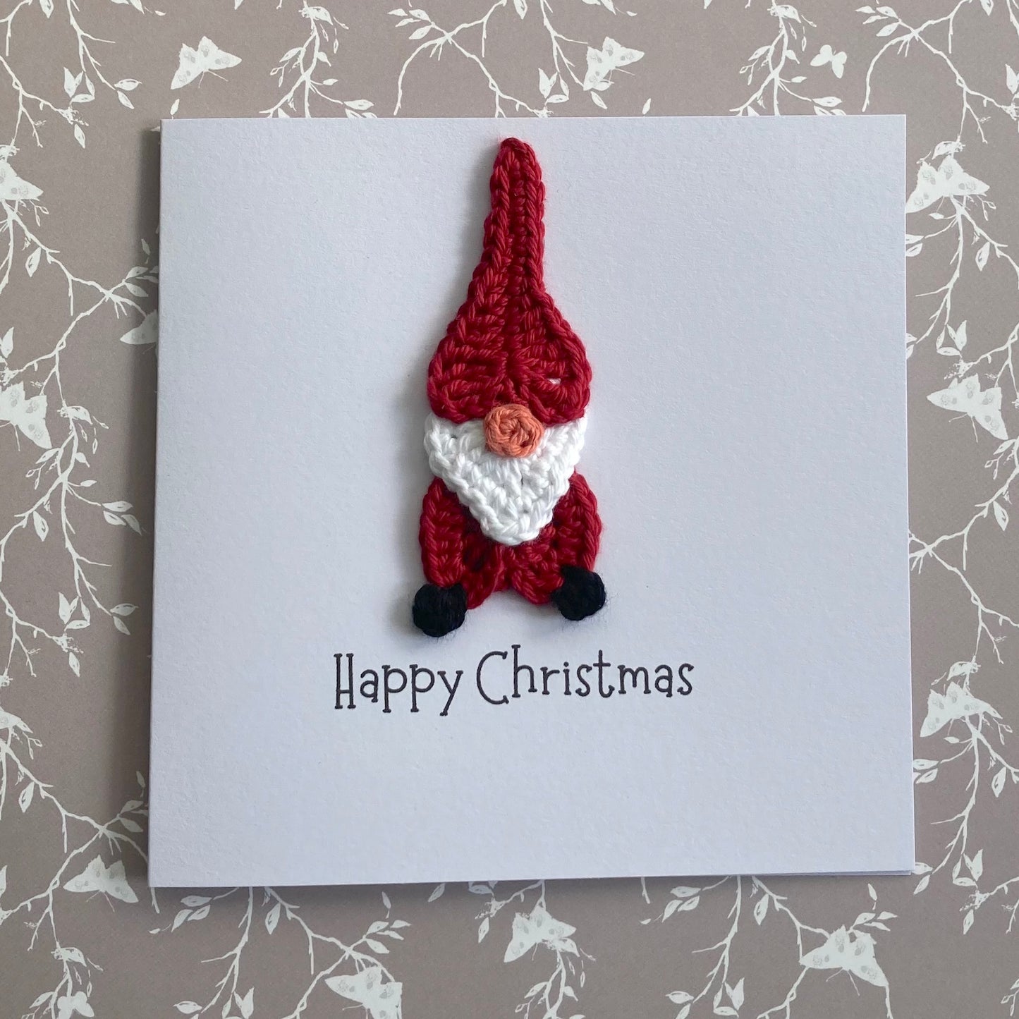 Christmas Crochet Card - Gnome