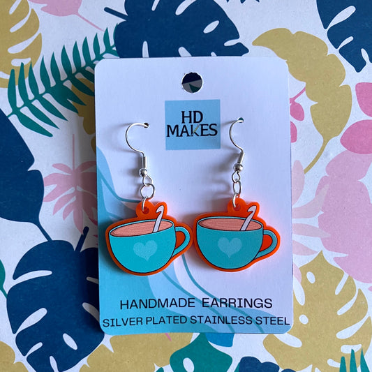 Coffee and Crochet Charm Earrings