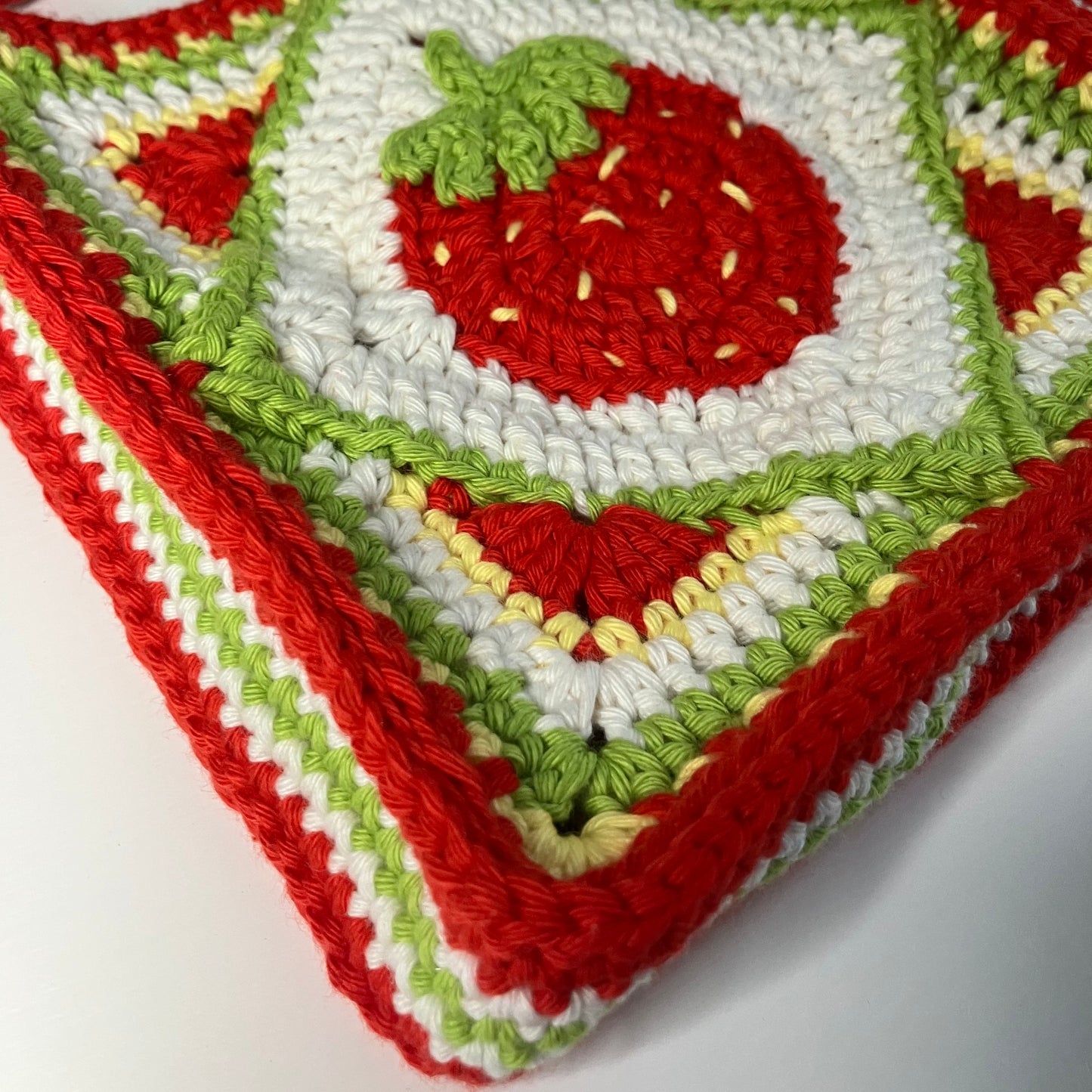 Strawberry Granny Square  Crossbody Crochet Bag - Small