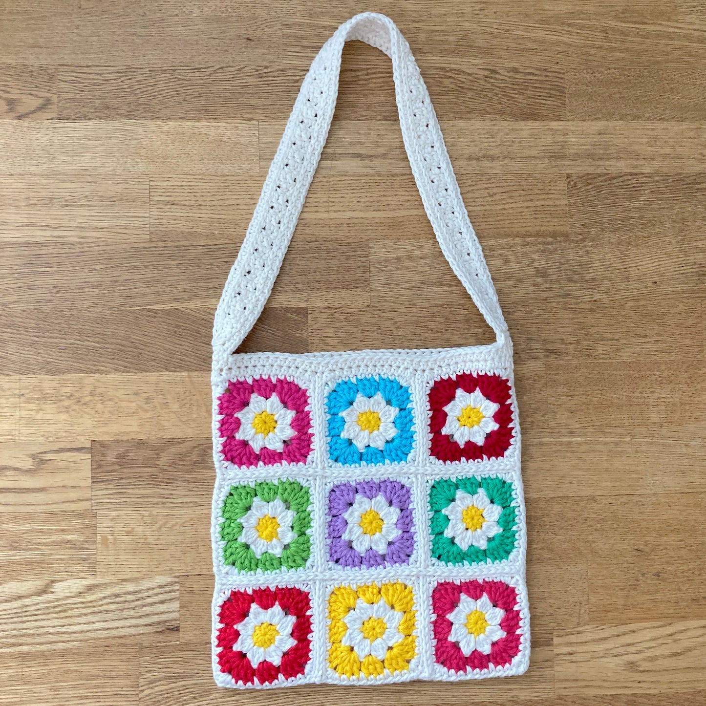 Daisy Rainbow Crochet Granny Square Bag