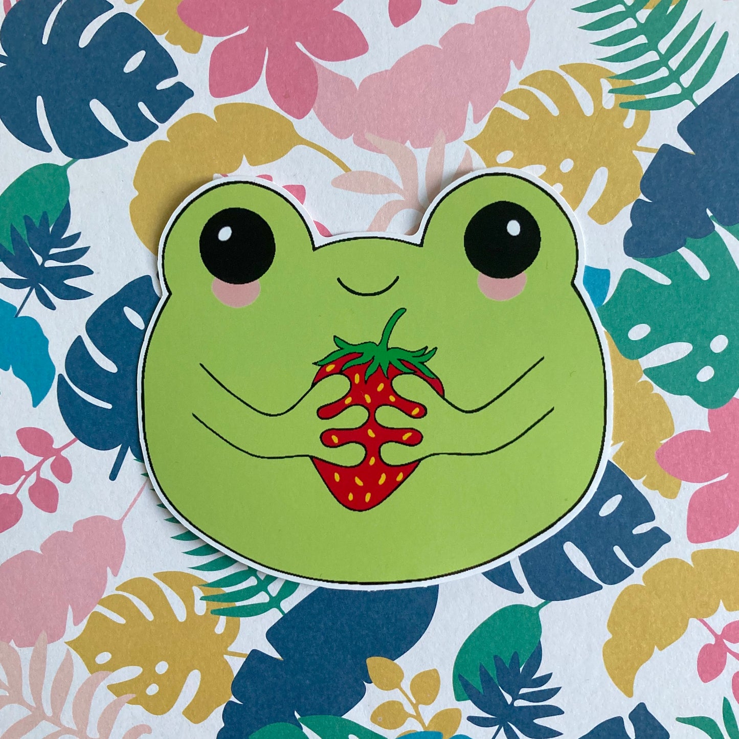 Frog & strawberry- Vinyl Sticker