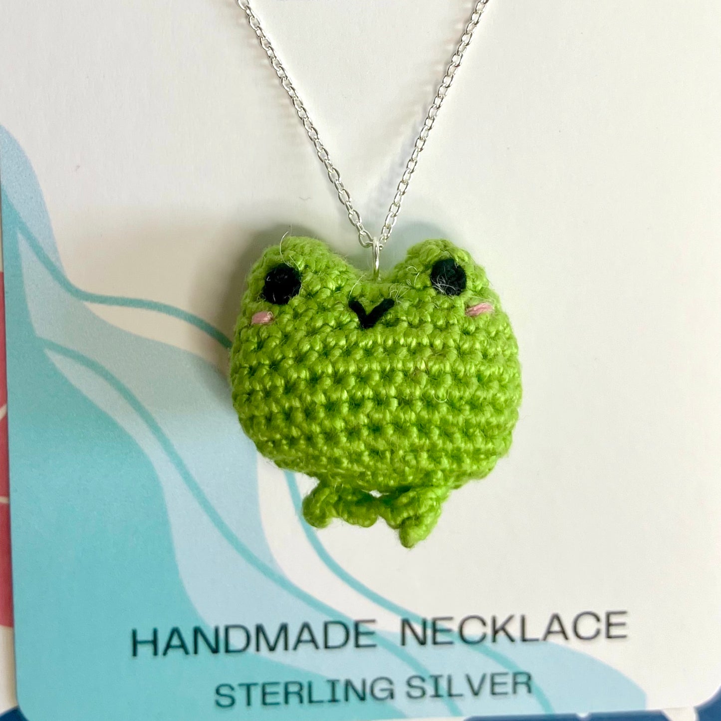 Frog Crochet Silver Necklace