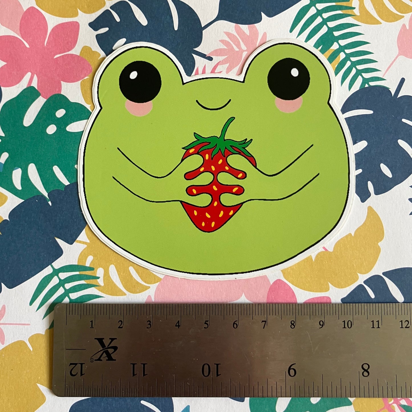 Frog & strawberry- Vinyl Sticker