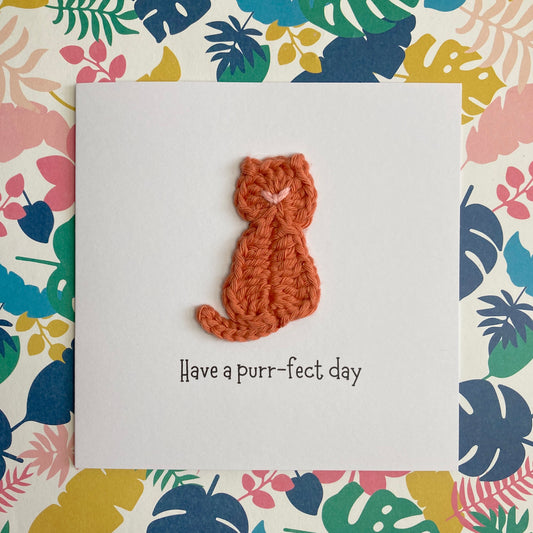 Cat Crochet Card - Handmade Pun Card