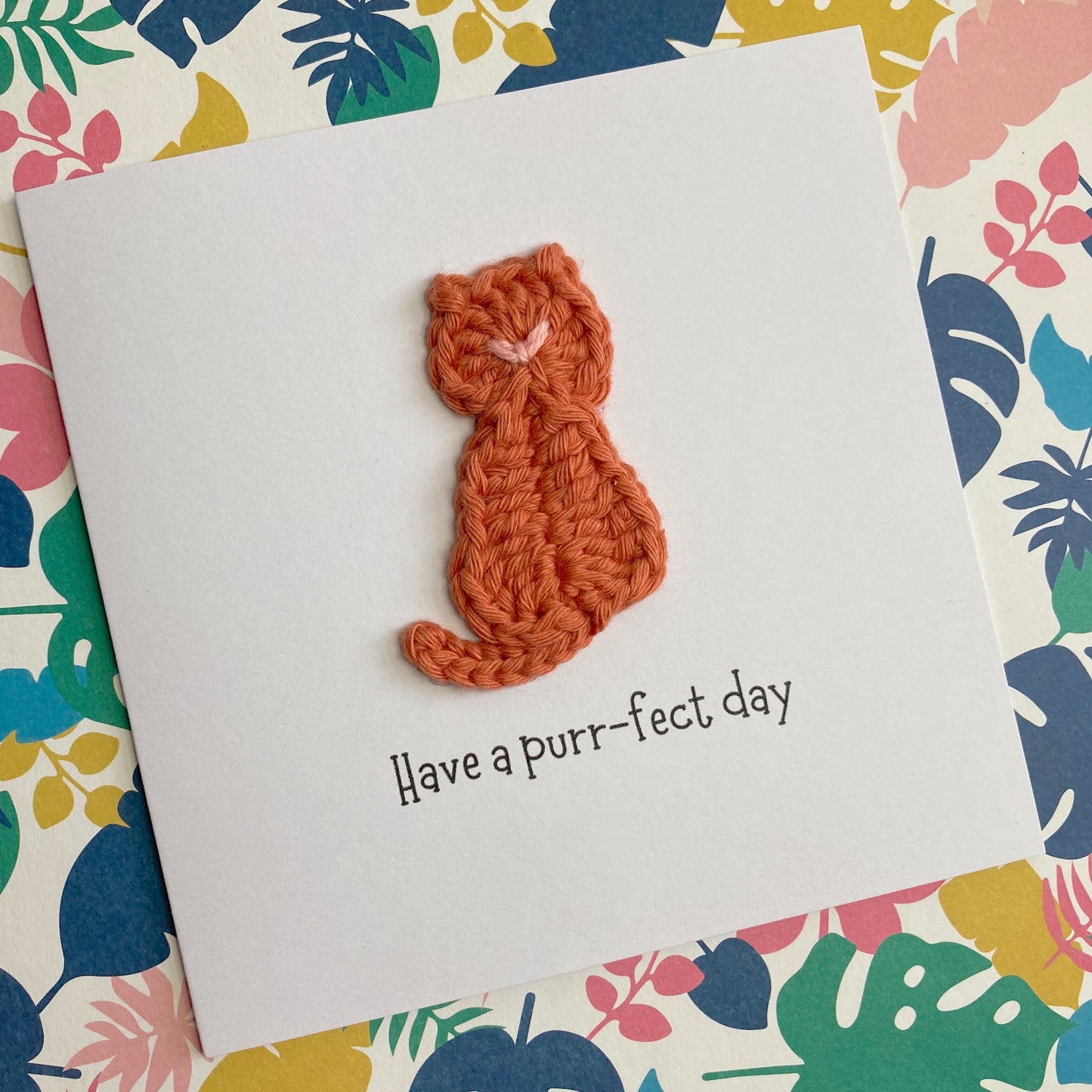 Cat Crochet Card - Handmade Pun Card