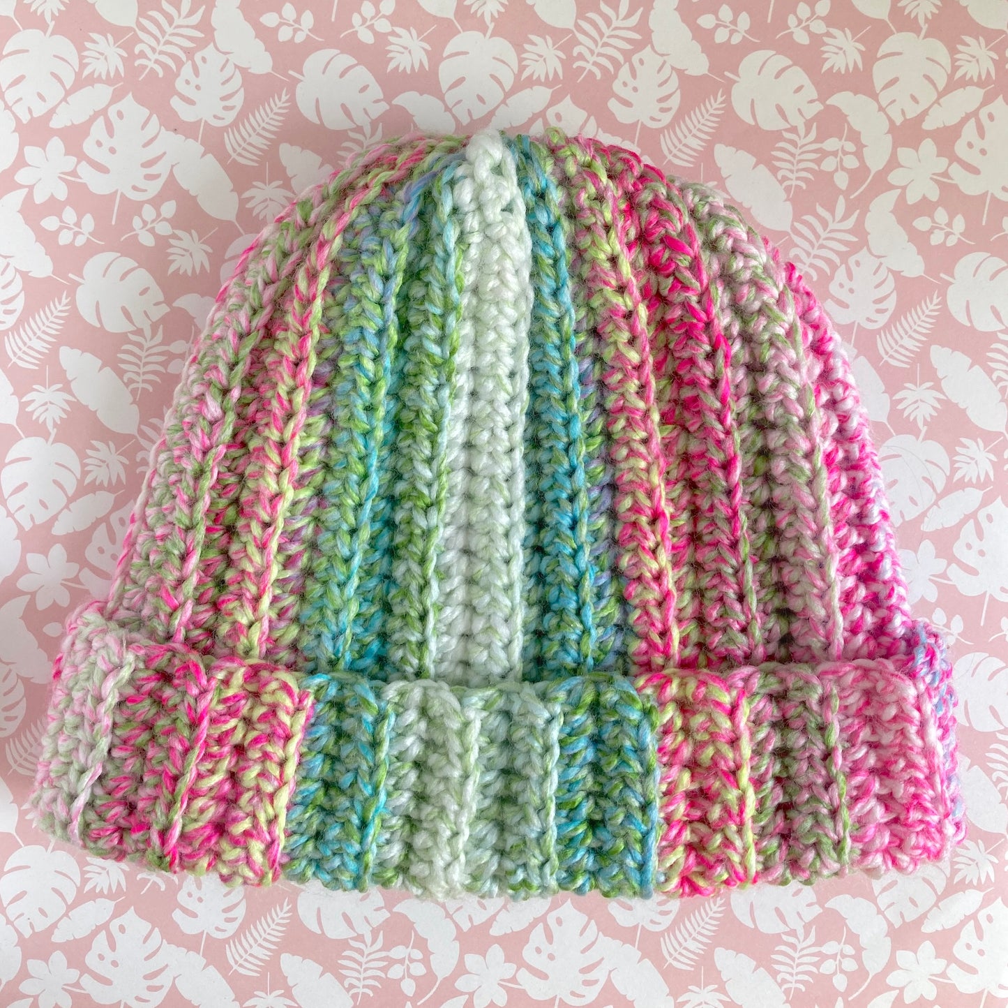 Ribbed Crochet Beanie - Multicolour Winter Hat