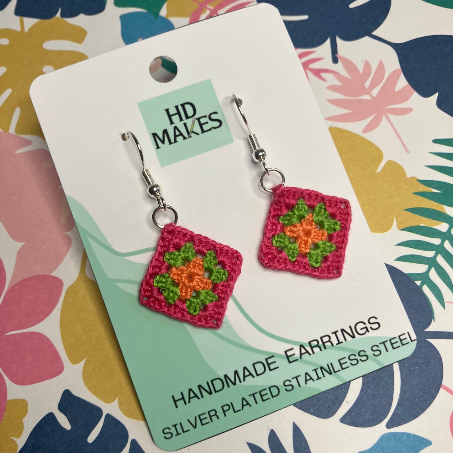 Micro Crochet Granny Square Earrings