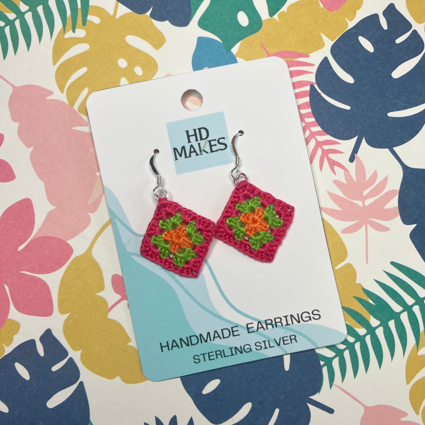 Micro Crochet Granny Square Earrings