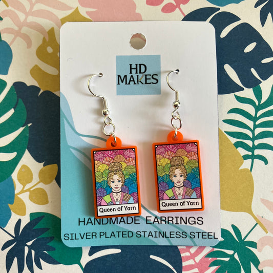 Queen of Yarn Charm Earrings