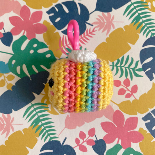 Rainbow Bee Crochet Keychain