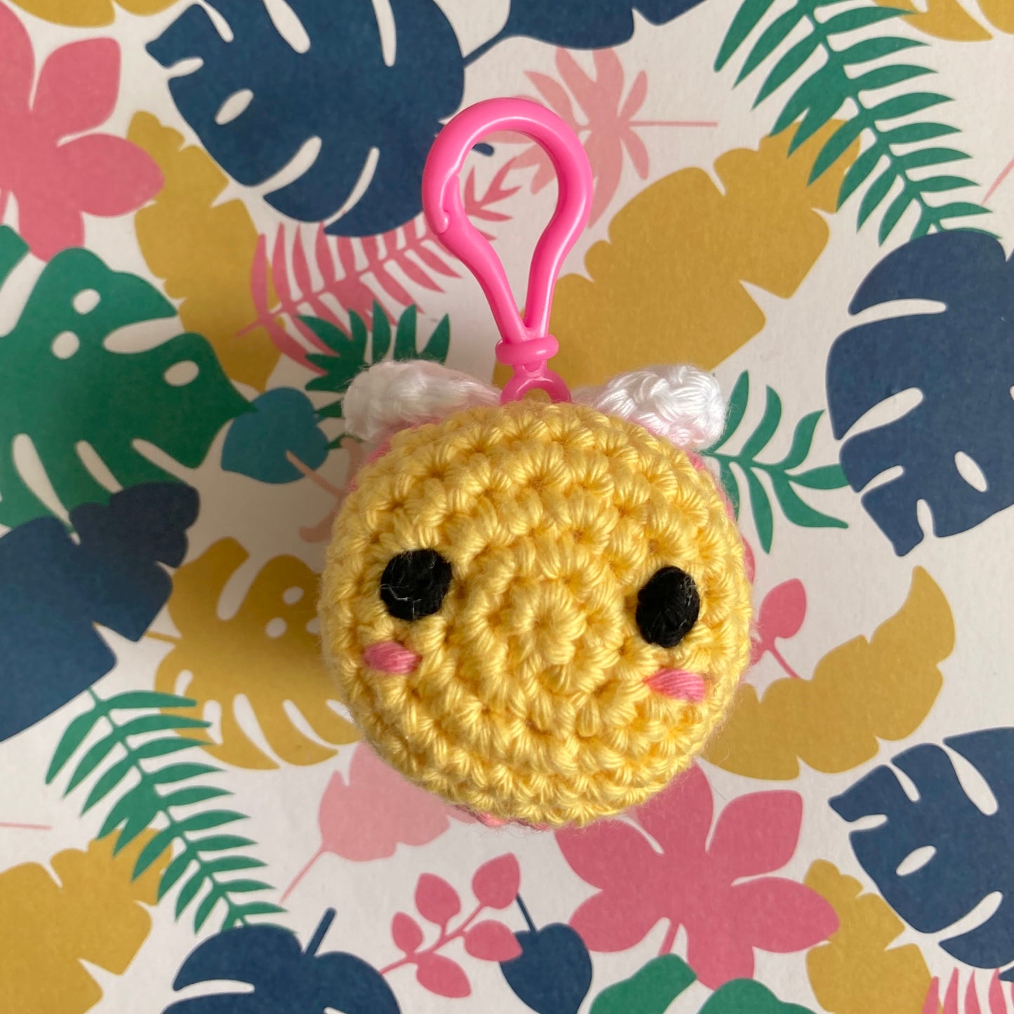 Rainbow Bee Crochet Keychain