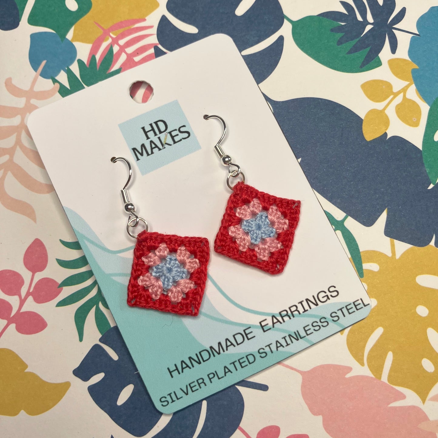 Micro Crochet Granny Square Earrings