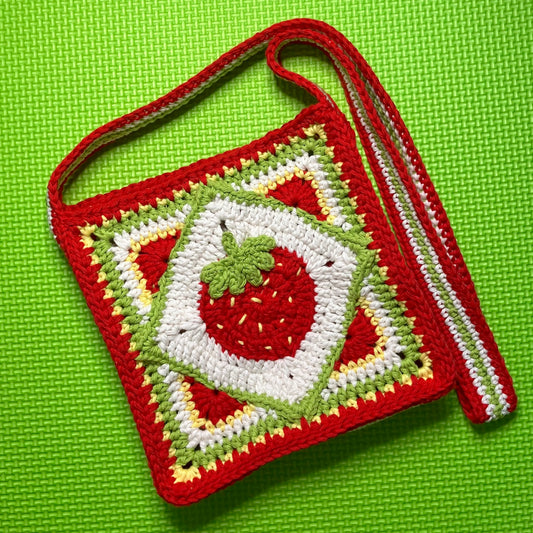 Digital Download Only - Strawberry Granny Square Bag - US Terms