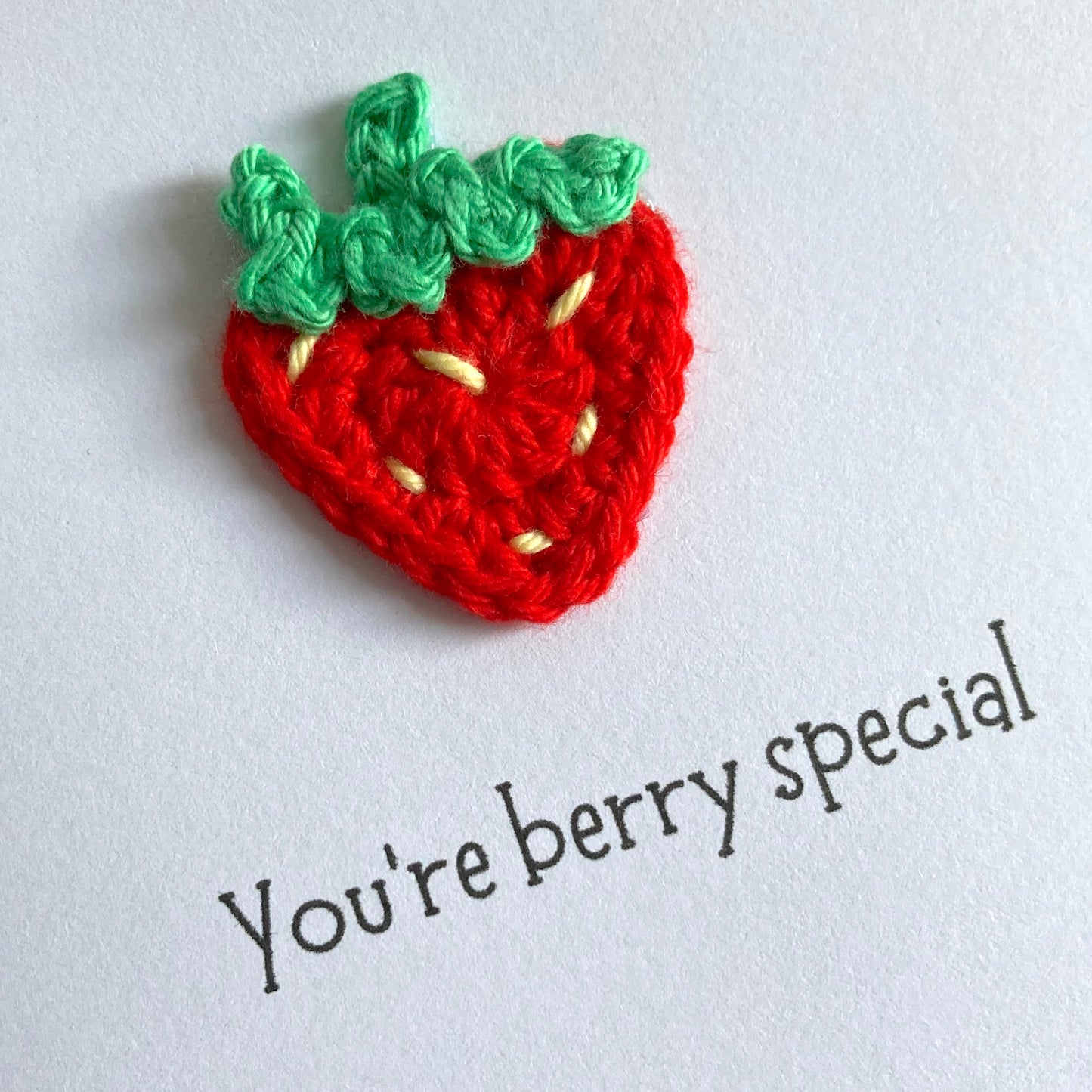 Strawberry Crochet Card - Handmade Pun Card