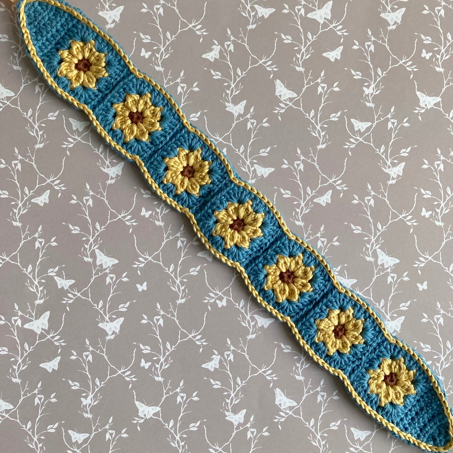Sunflower Granny Square Crochet Headband