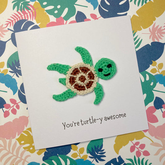 Turtle Crochet Card - Handmade Card