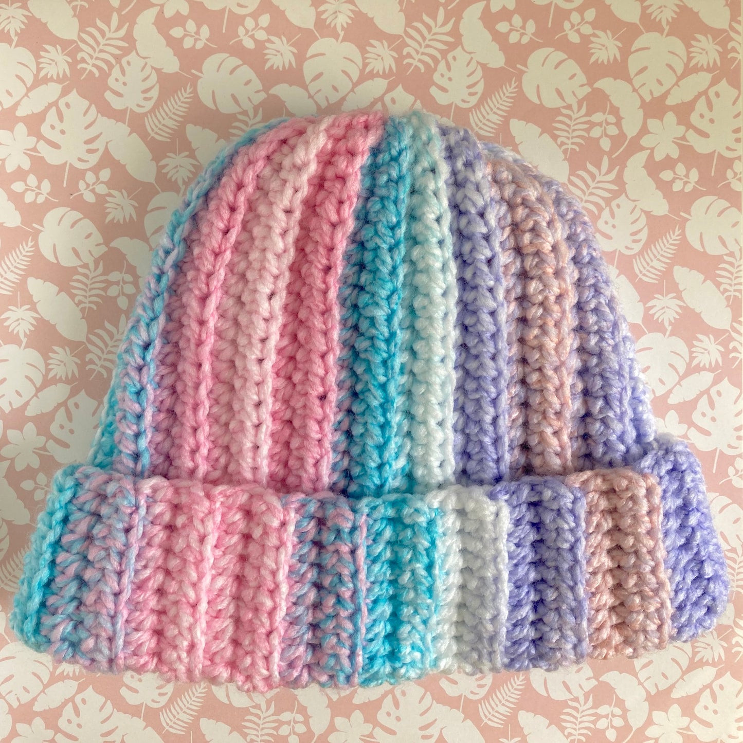 Ribbed Crochet Beanie - Multicolour Winter Hat