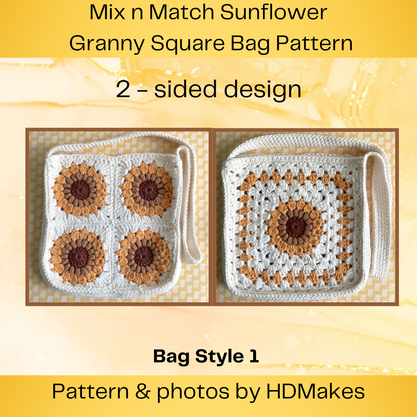 Digital Download - Mix n Match Sunflower Granny Square Bag Pattern