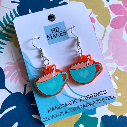 Coffee and Crochet Charm Earrings