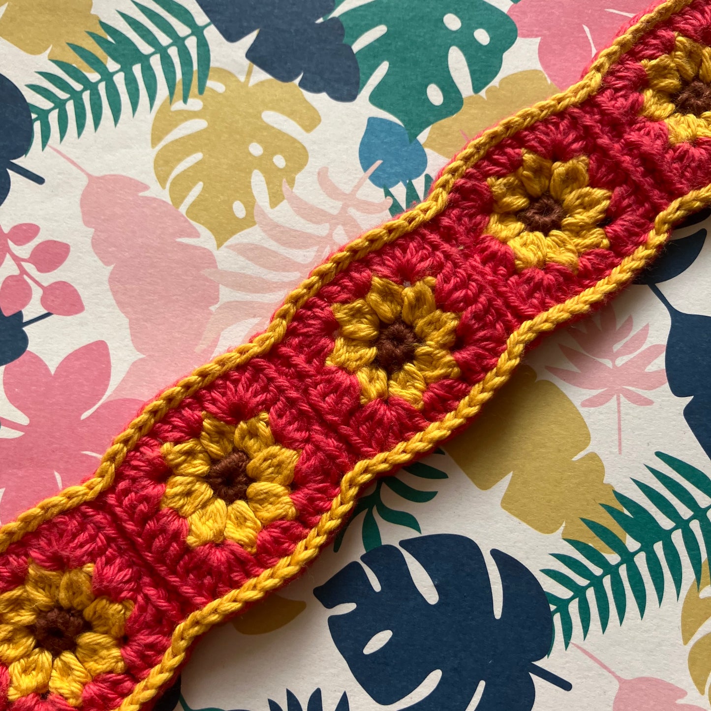 Sunflower Granny Square Crochet Headband