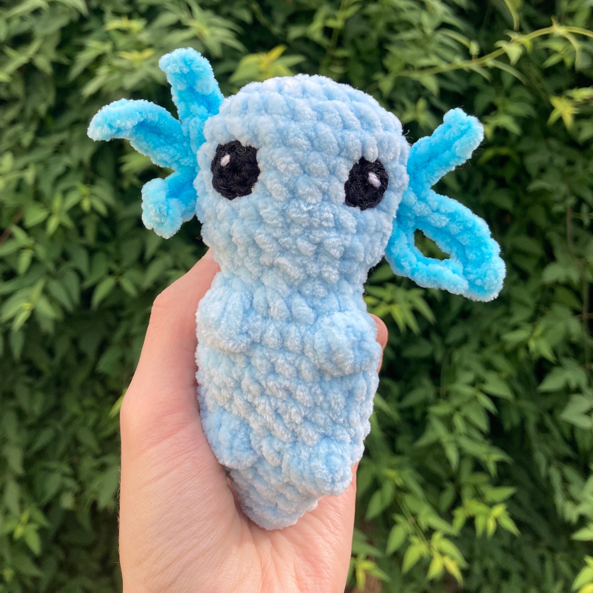 Handmade blue  axolotl crochet plush