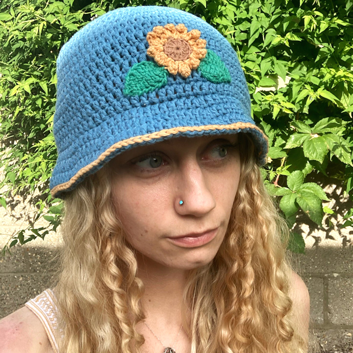 Sunflower Crochet Bucket Hat - Cotton Summer Hat