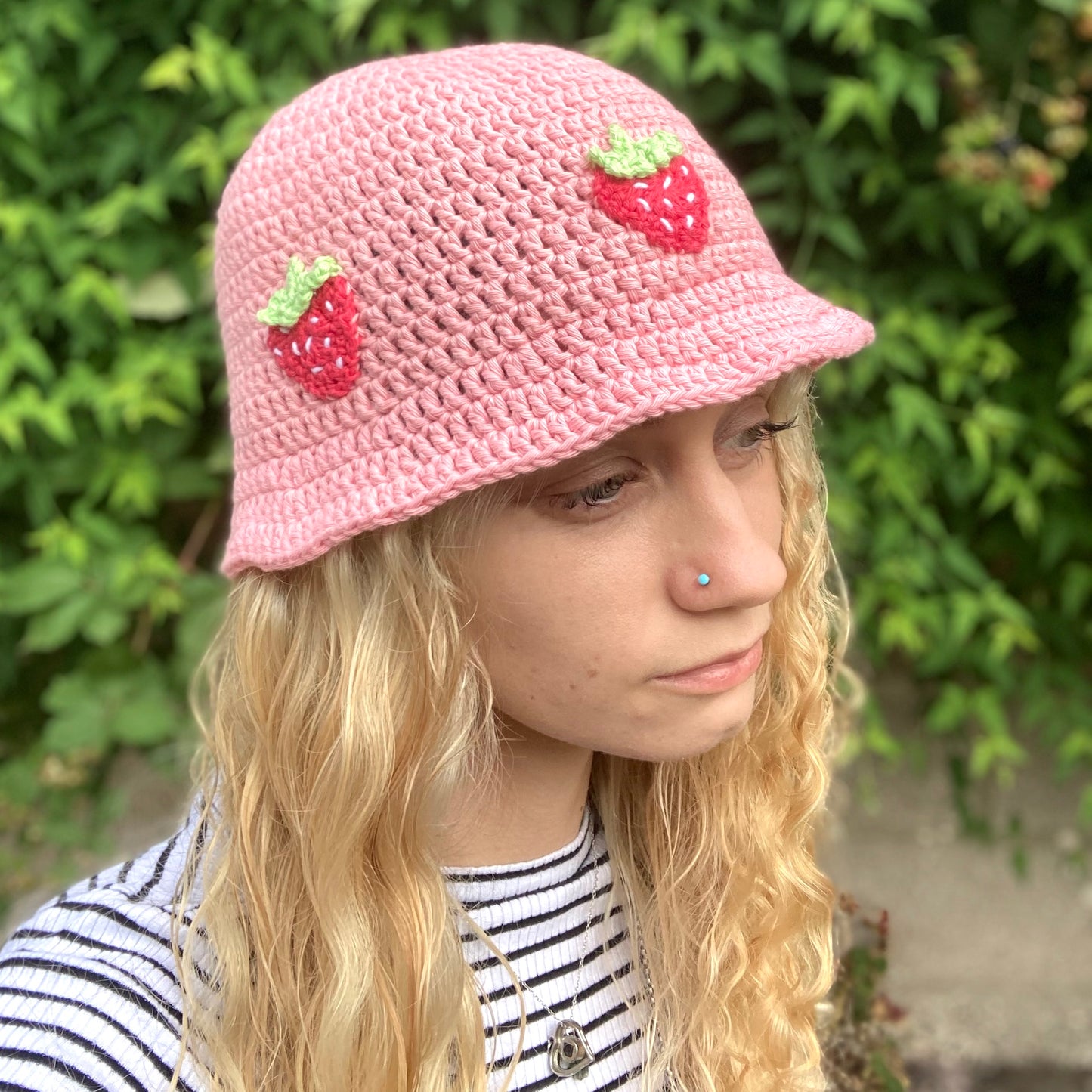 Strawberry Crochet Bucket Hat - Cotton Summer Hat